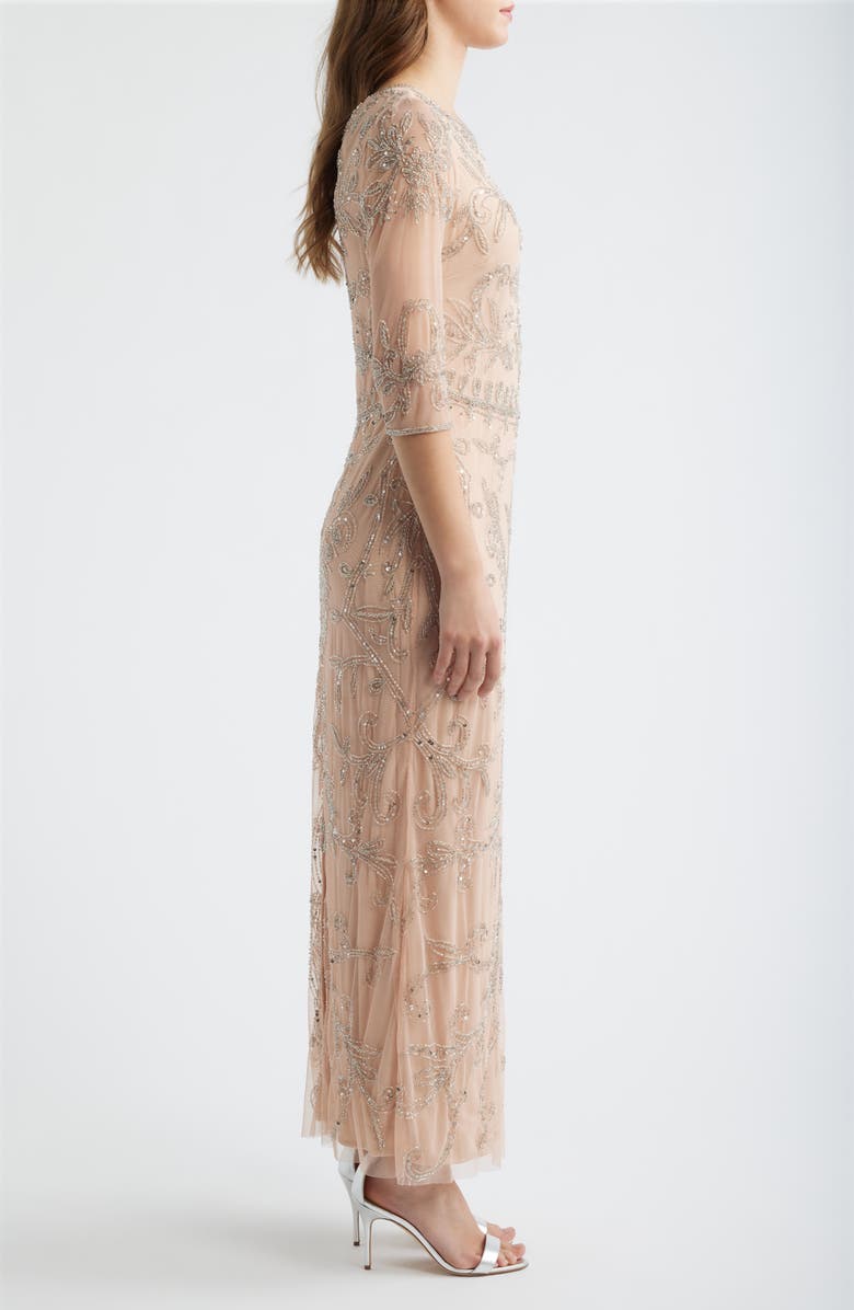 Pisarro Nights Sequin Illusion Gown, Alternate, color, Blush