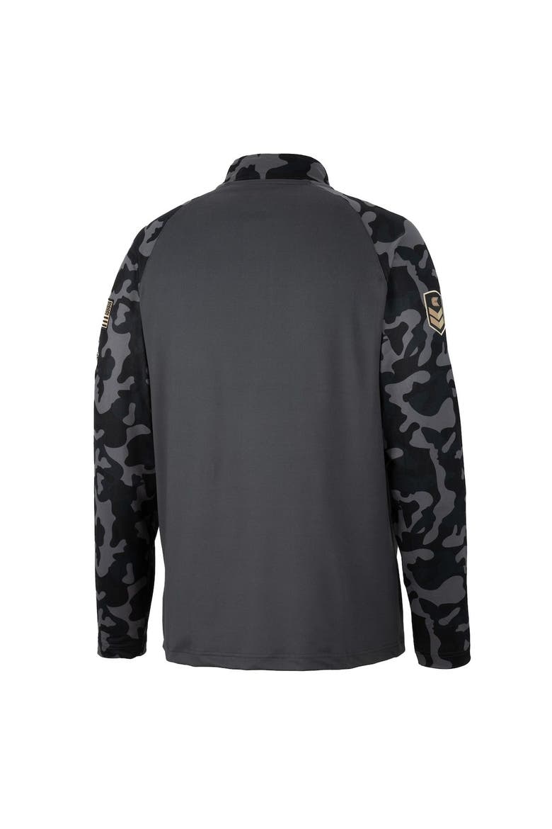 Men's Colosseum Charcoal Wichita State Shockers OHT Military Appreciation Long Range Raglan Quarter-Zip Jacket, Alternate, color, Charcoal