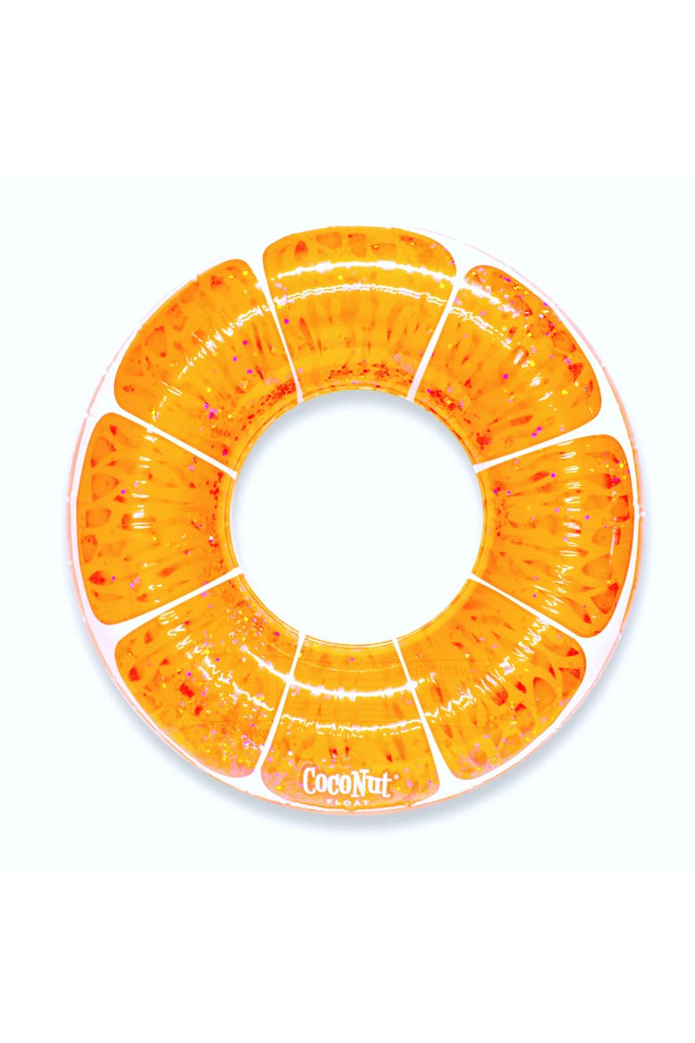 Tangerine Orange Glitter 42 Inch Pool Float Ring, Main, color, Orange