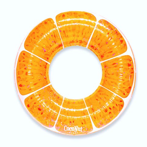 Tangerine Orange Glitter 42 Inch Pool Float Ring