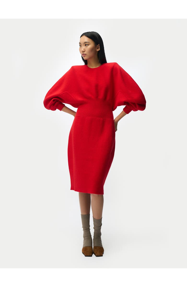Gobi Cashmere Cashmere Sculptural Dress, Alternate, color, Fiery Red