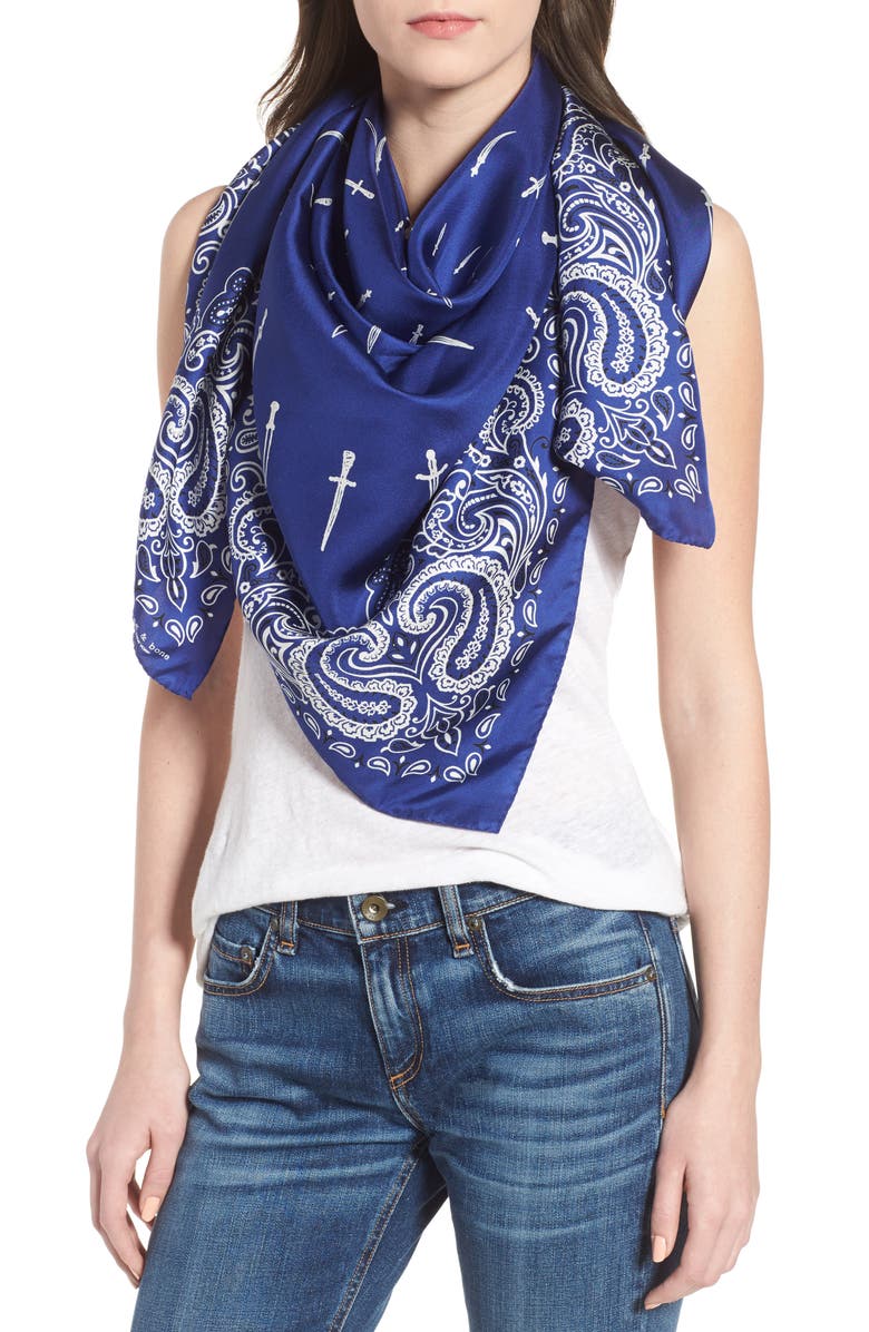 rag & bone Dagger Print Silk Bandana Scarf, Main, color, 