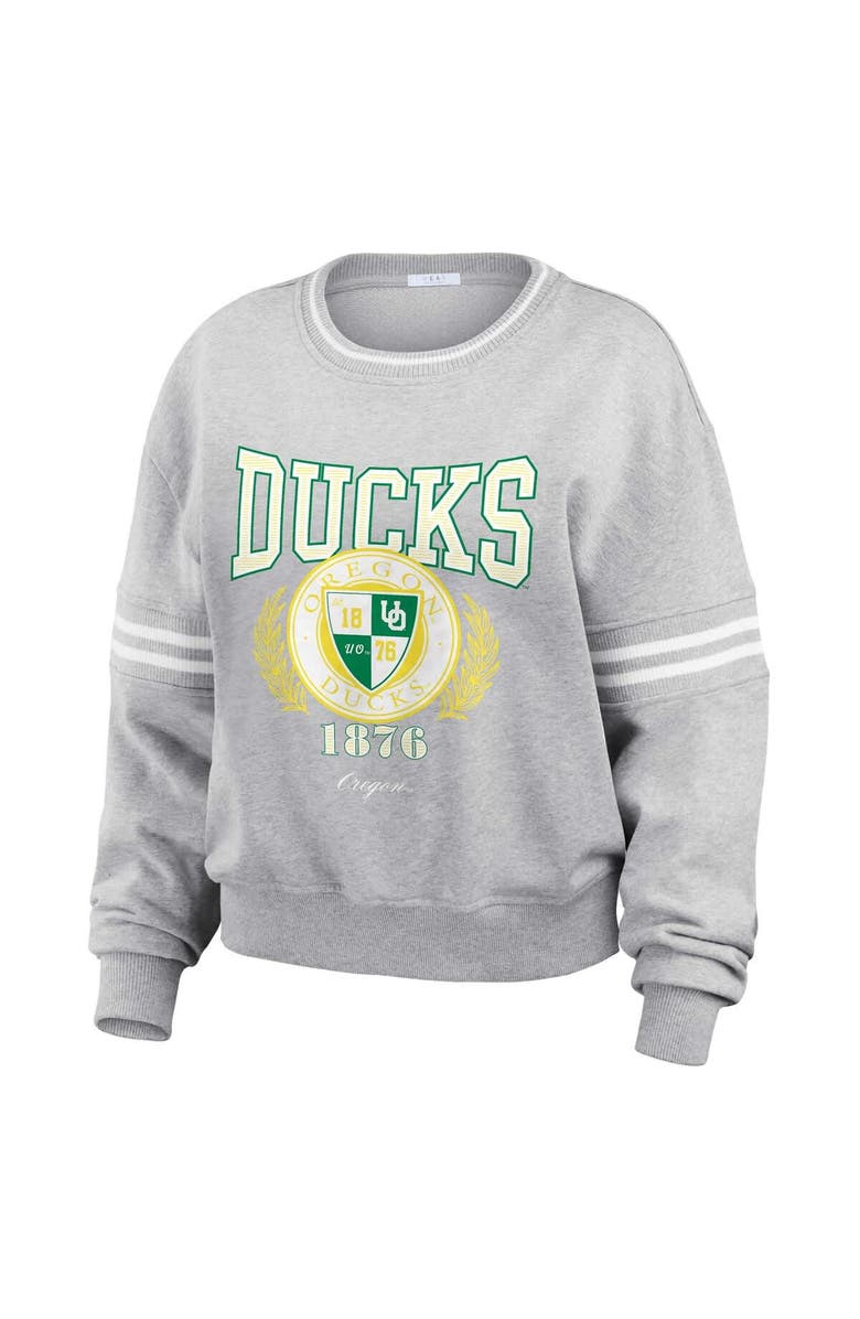 WEAR by Erin Andrews Women's WEAR by Erin Andrews Heather Gray Oregon Ducks Classic Stripe Pullover Sweater, Alternate, color, Heather Gray