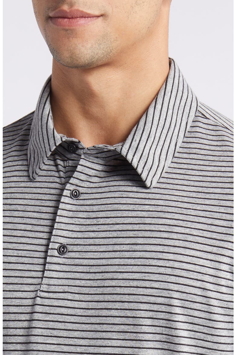 Bryce Stripe Cotton Polo, Alternate, color, HEATHER GREY/ TRUE BLACK