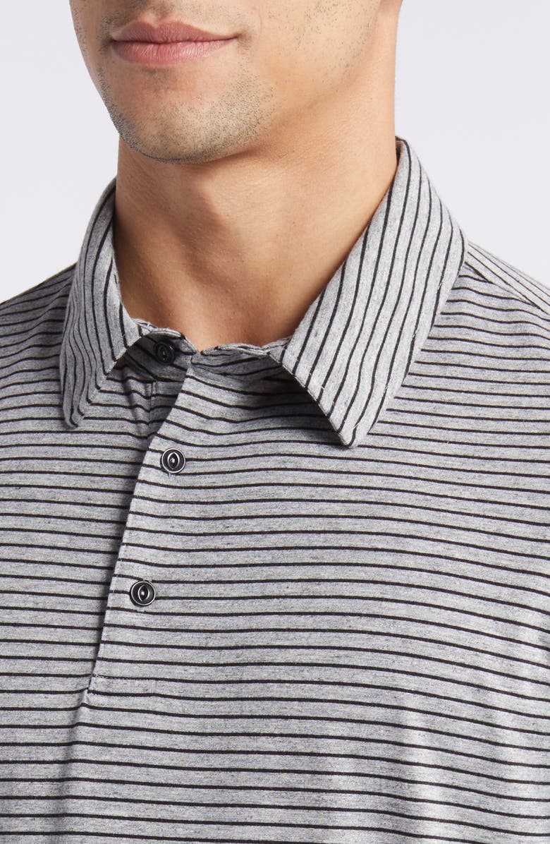 AG Bryce Stripe Cotton Polo, Alternate, color, Heather Grey/ True Black