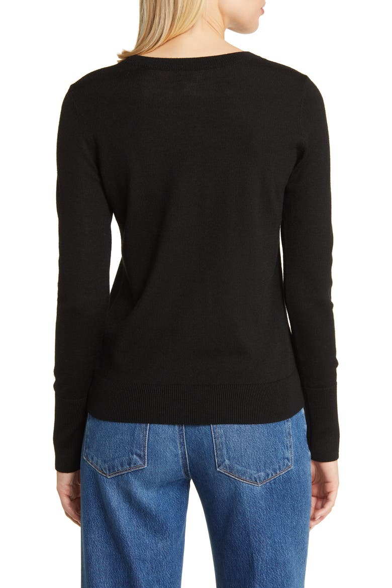 Merino Wool Blend Crewneck Sweater, Alternate, color, BLACK