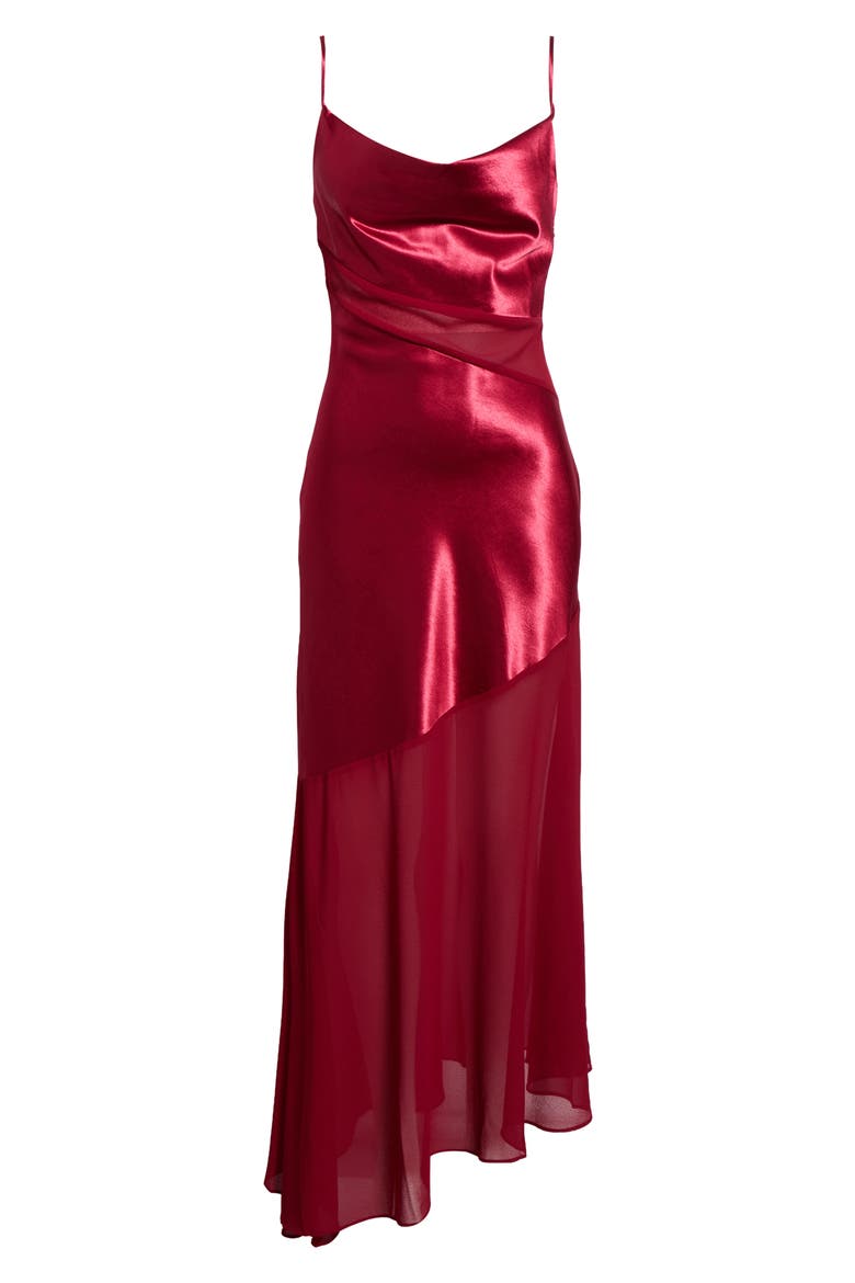 Lainey Asymmetric Midi Dress, Alternate, color, WINE RED
