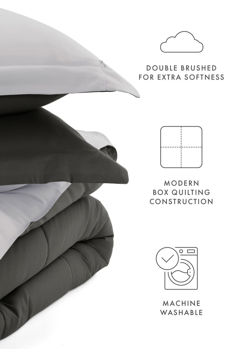 HOMESPUN Premium Down Alternative Reversible Comforter Set, Alternate, color, Gray Light Gray