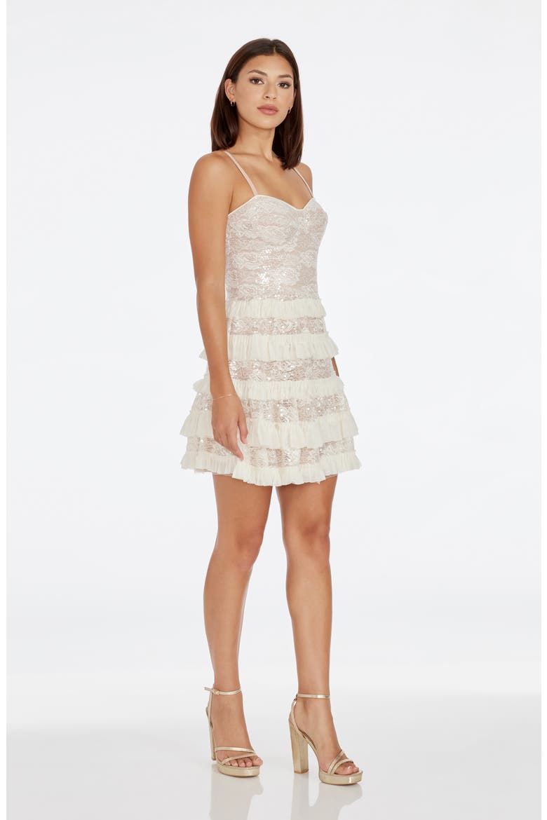 Brynlee Sequin Lace Fit & Flare Minidress, Alternate, color, IVORY-NUDE