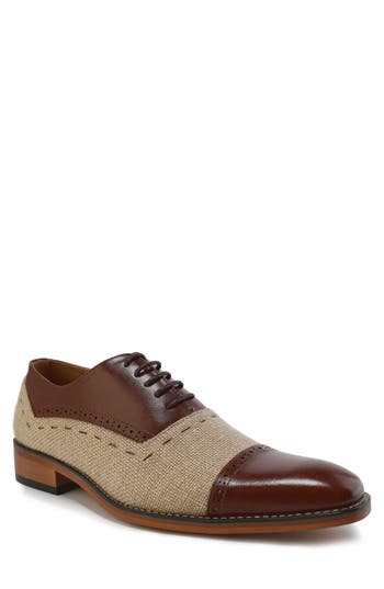 Gino Vitale Cap Toe Oxford In Brown/natural