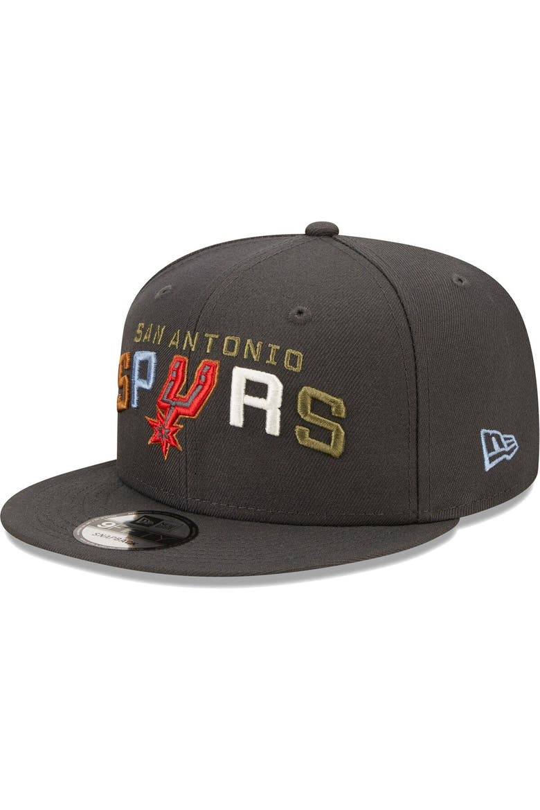Men's New Era Charcoal San Antonio Spurs Color Pack Multi 9FIFTY Snapback Hat, Main, color, Charcoal