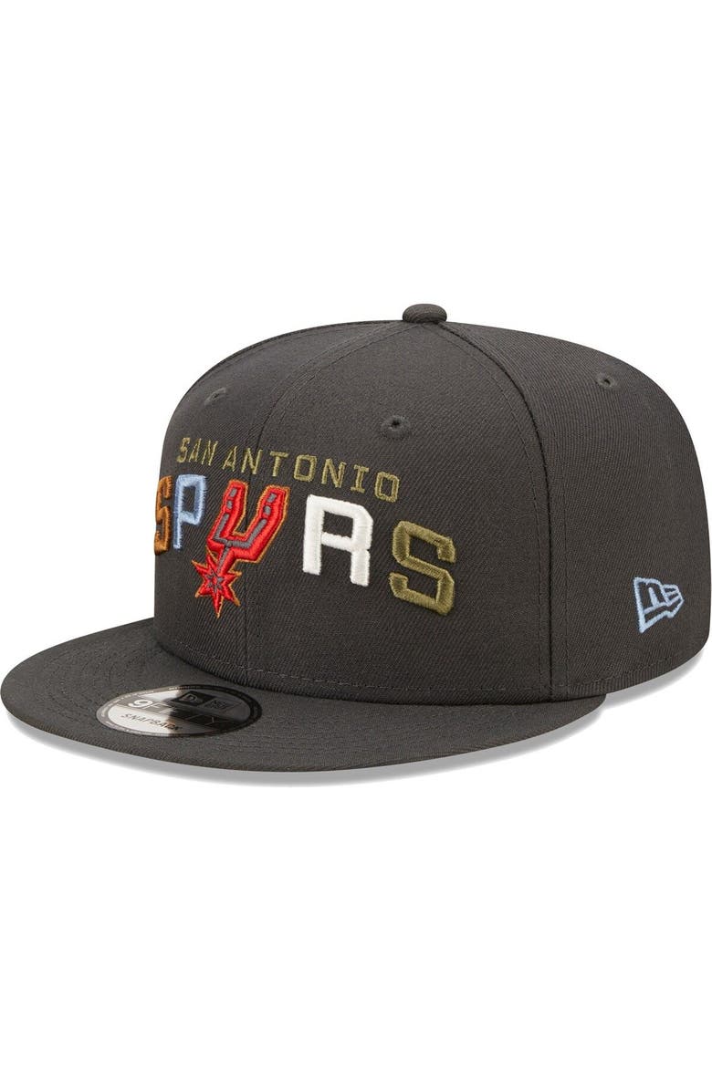 New Era Men's New Era Charcoal San Antonio Spurs Color Pack Multi 9FIFTY Snapback Hat, Main, color,