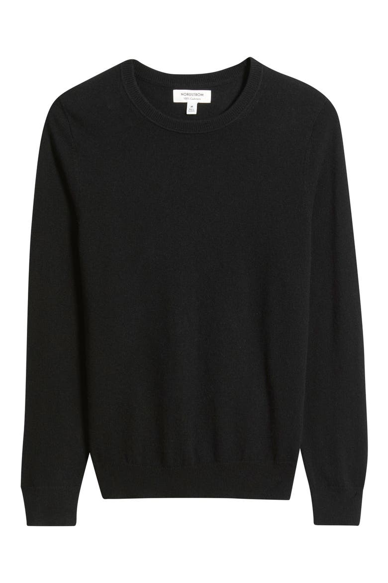 Cashmere Crewneck Sweater, Alternate, color, BLACK