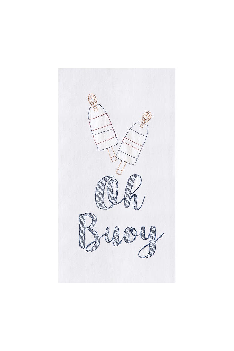 Oh Buoy 100% Cotton Flour Sack Dishtowel, Main, color, White
