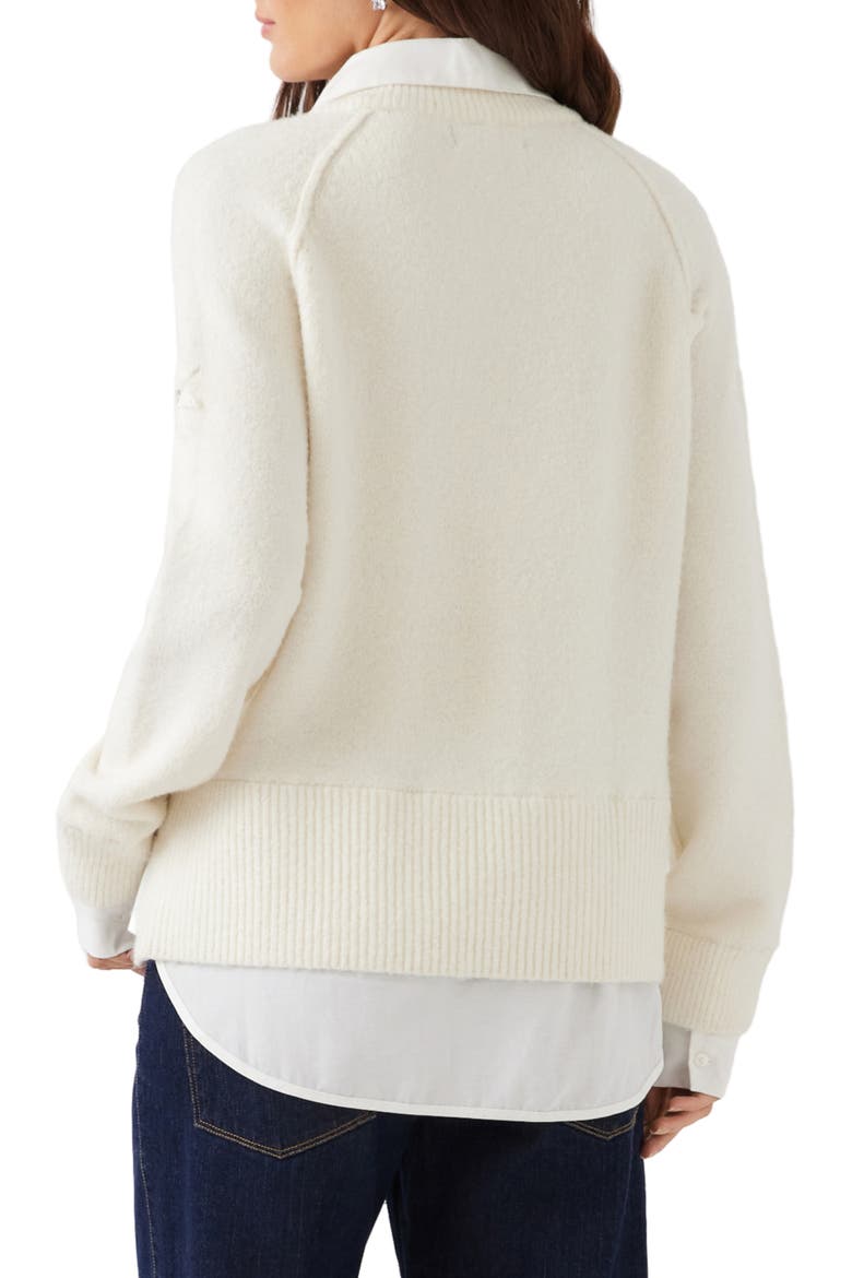 Embroidered Layered V-Neck Sweater, Alternate, color, CREAM