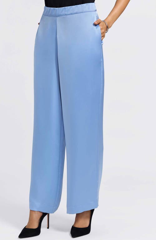 Foxcroft Hostess Satin Pull-on Pants In Blue
