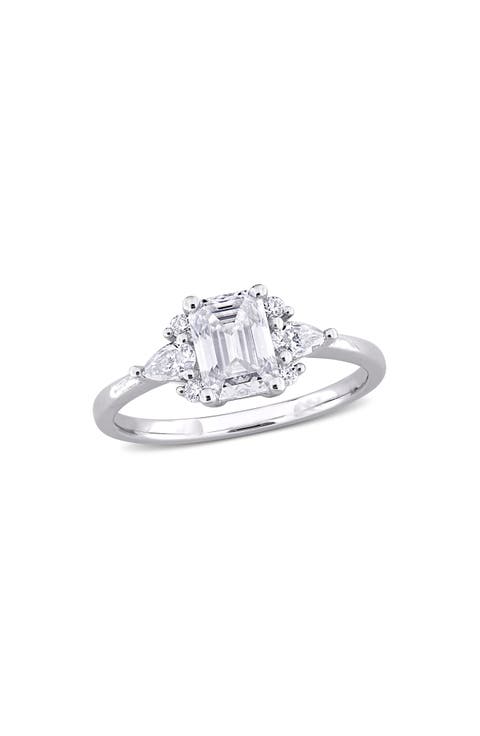 Emerald Cut Lab-Created Moissanite Ring