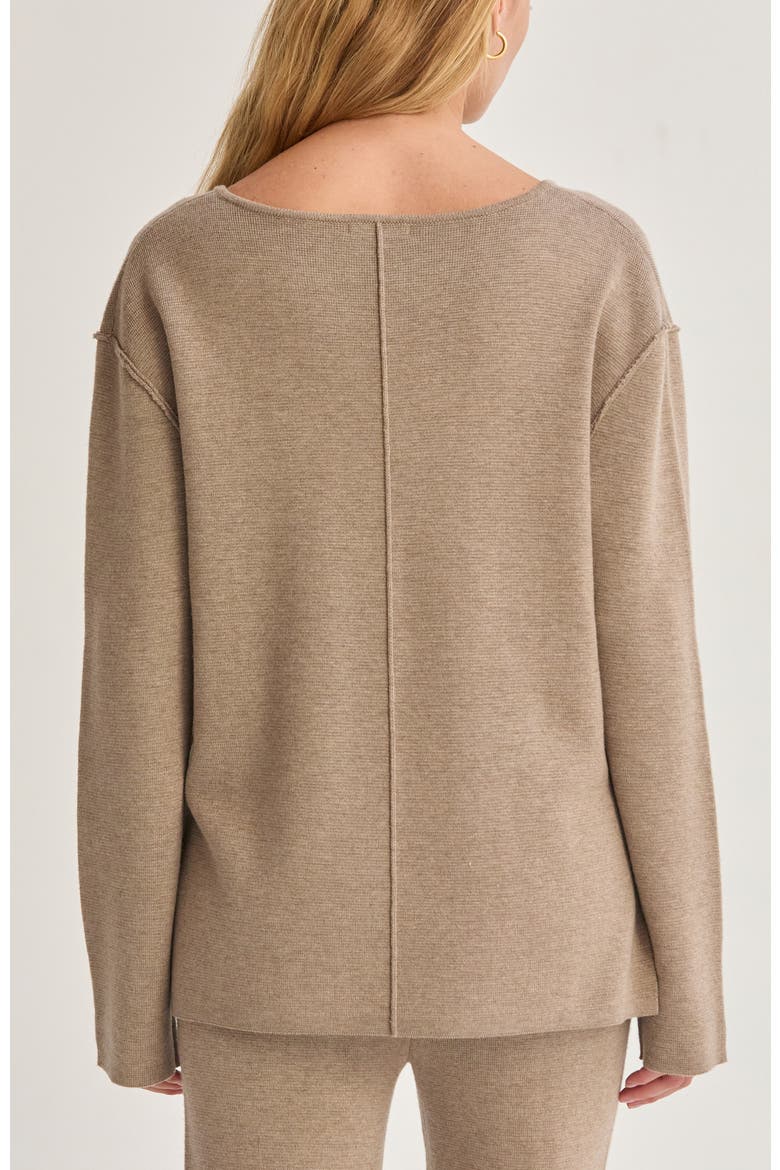 V-neck Lounge Sweater Knit Top, Alternate, color, Taupe