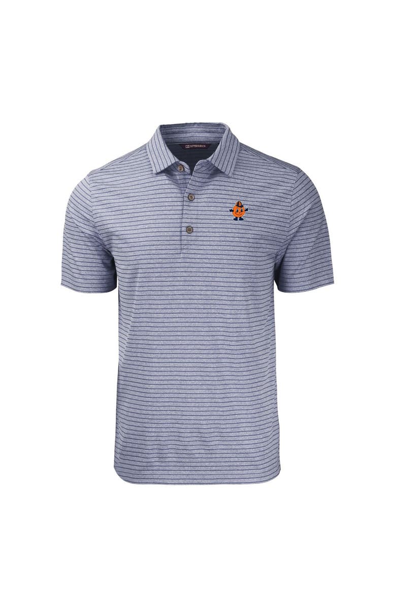 Cutter & Buck Men's Cutter & Buck Heather Navy Syracuse Orange Vault Forge Eco Heathered Stripe Stretch Recycled Polo, Alternate, color, Heather Navy