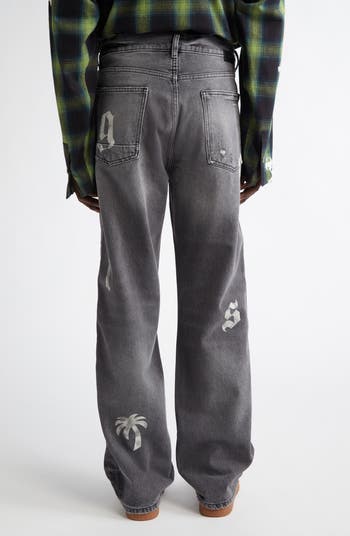 【PALM ANGELS】denim baggy-fit oversized ジーンズ Palm Angels Baggy jeans with jungle insert | TheDoubleF