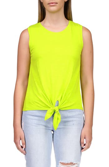 Sanctuary Good Days Tie Hem Tank In Green Ener
