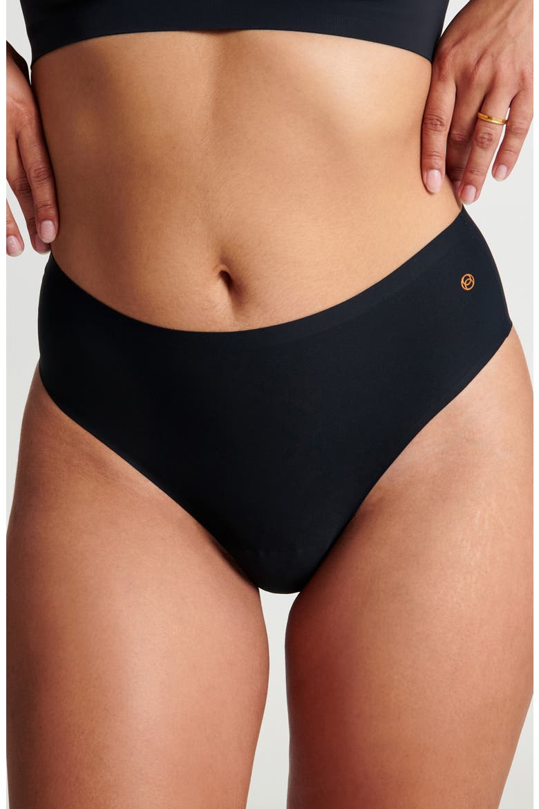 High Waist Thong, Main, color, BLACK