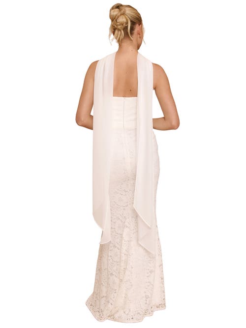 Six Stories Lace Bandeau Maxi Dress With Neck Scarf In Neutral
