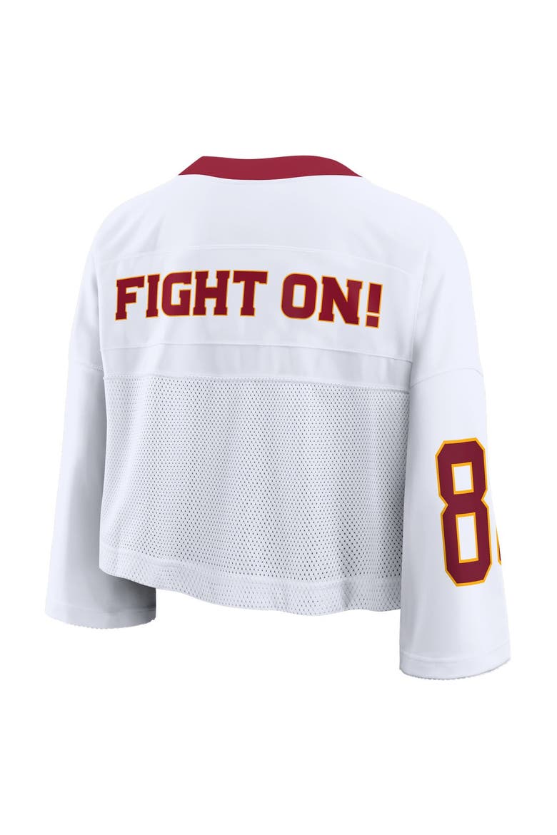Women's Nike White USC Trojans Oversized Logo Cropped Fashion Jersey, Alternate, color, White
