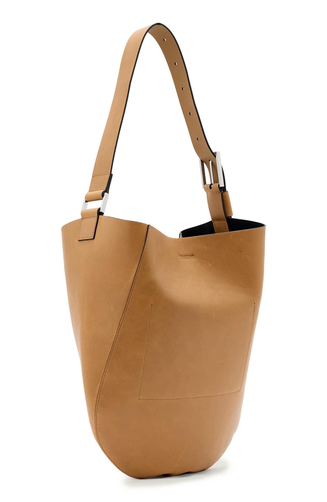 AllSaints Luna Leather Hobo Bag, Alternate, color, Toffee Brown