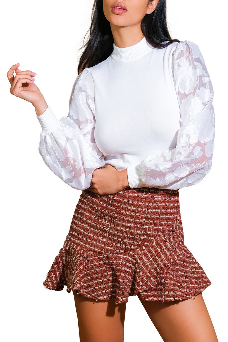 Mixed Media Top, Main, color, CREAM
