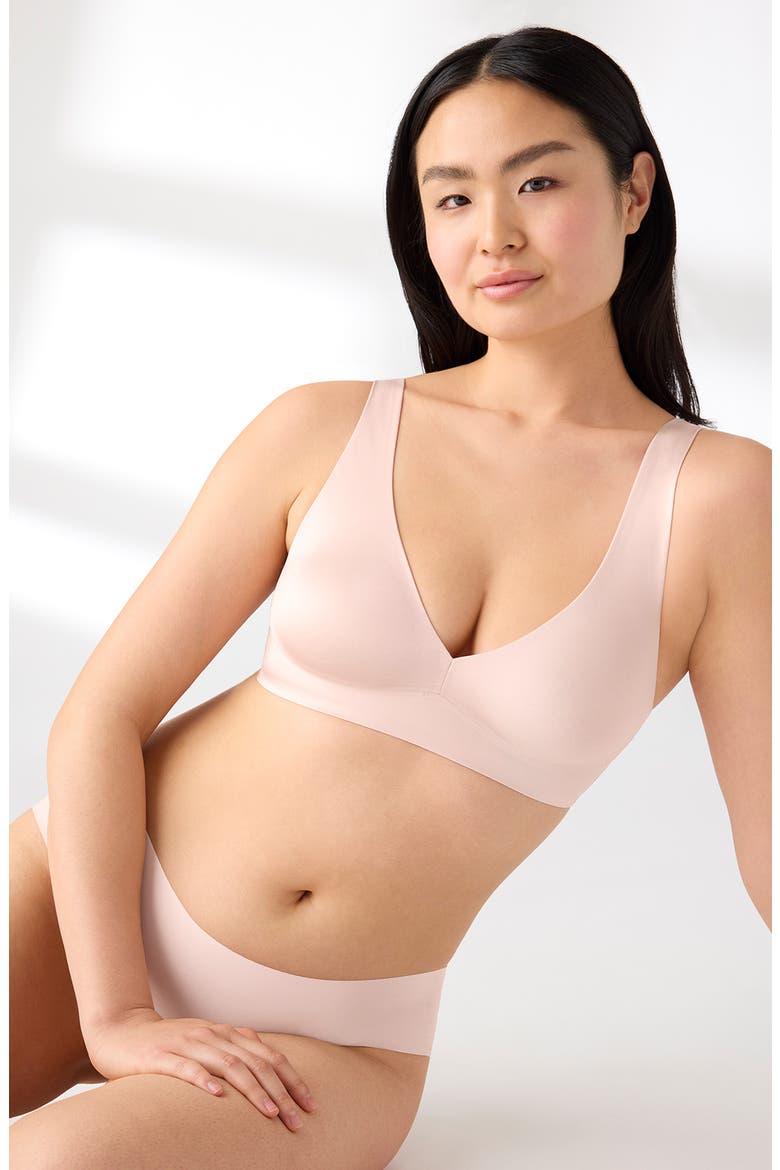 True Body Sheen Unlined Wirefree Bralette, Alternate, color, ROSE SMOKE