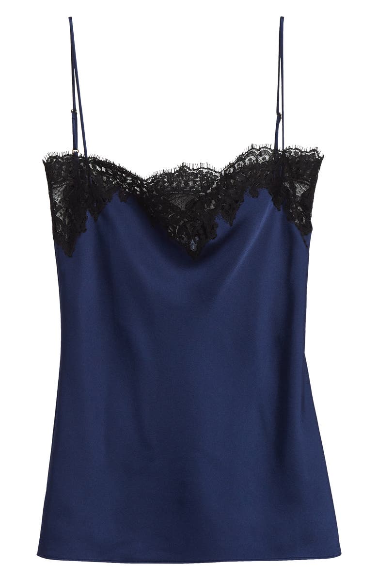 Stella McCartney Iconic Lace Trim Satin Camisole, Alternate, color, Navy