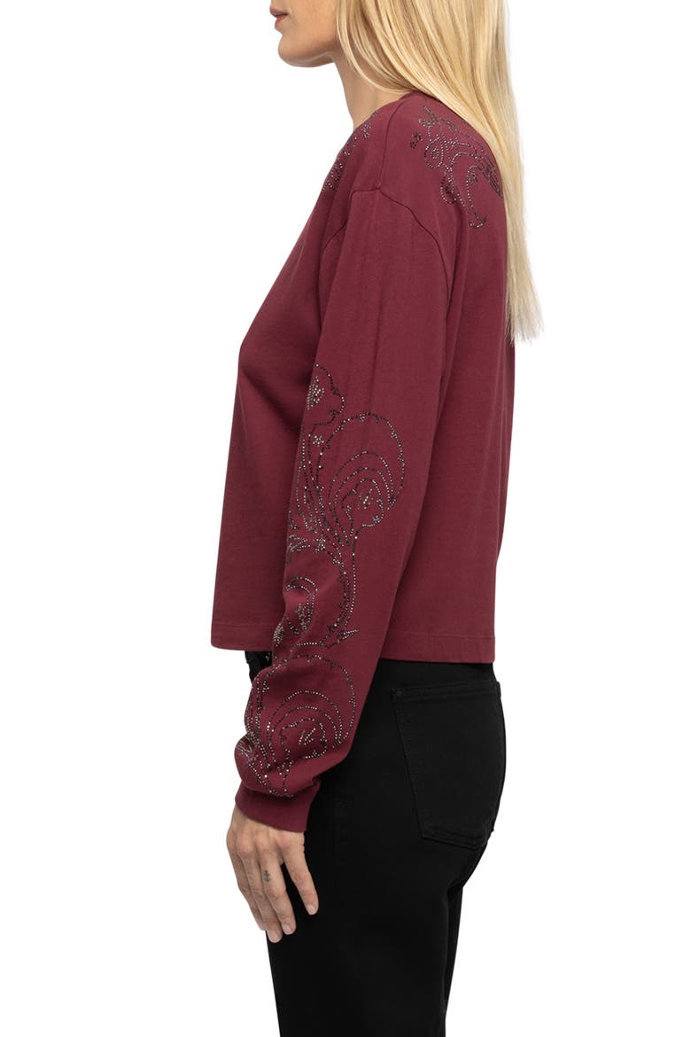 Iona Strass Rhinestone Crop Cotton T-Shirt, Alternate, color, CHERRY