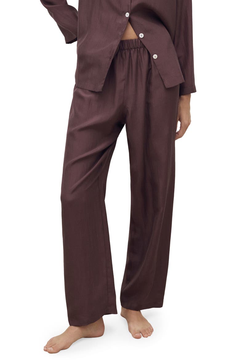 Habotai Silk Pajama Pants, Main, color, BLACKBERRY