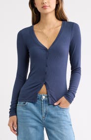 BP. Rib Knit V-Neck Cardigan