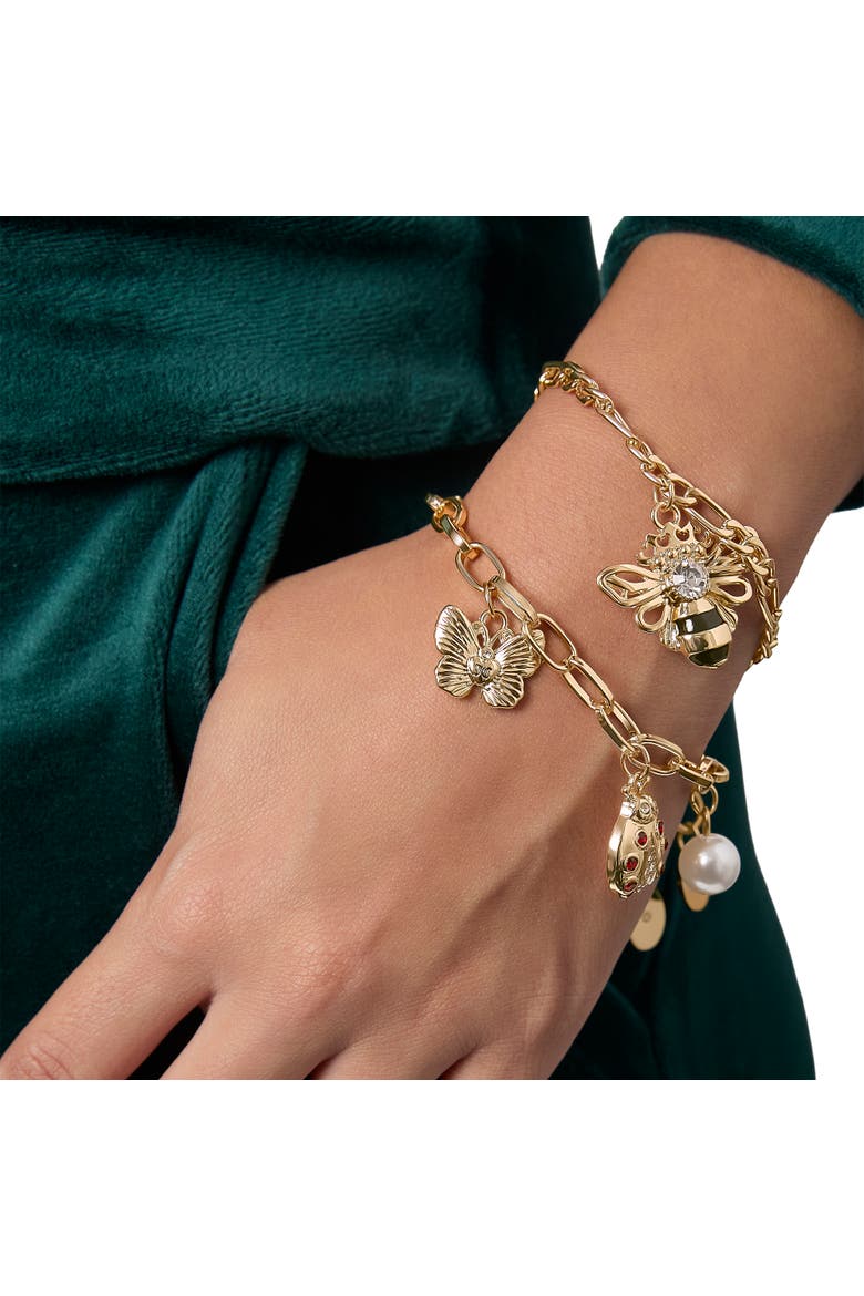 Gold-Tone Charm Bracelet Duo, Ladybug & Bee, Alternate, color, Gold Tone