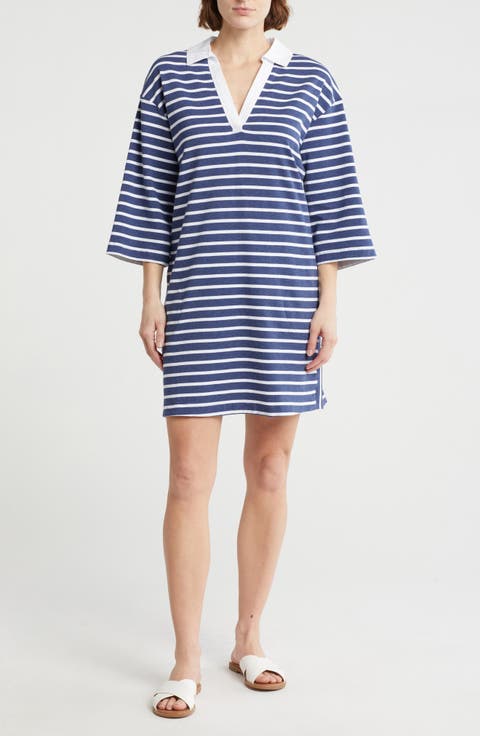 Jovanna Stripe Cotton Blend Shift Dress