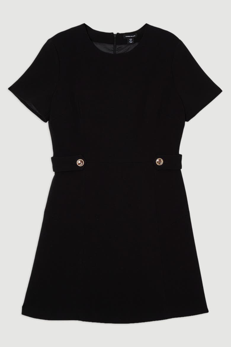 Tab Detail Tailored Mini Dress, Alternate, color, Black