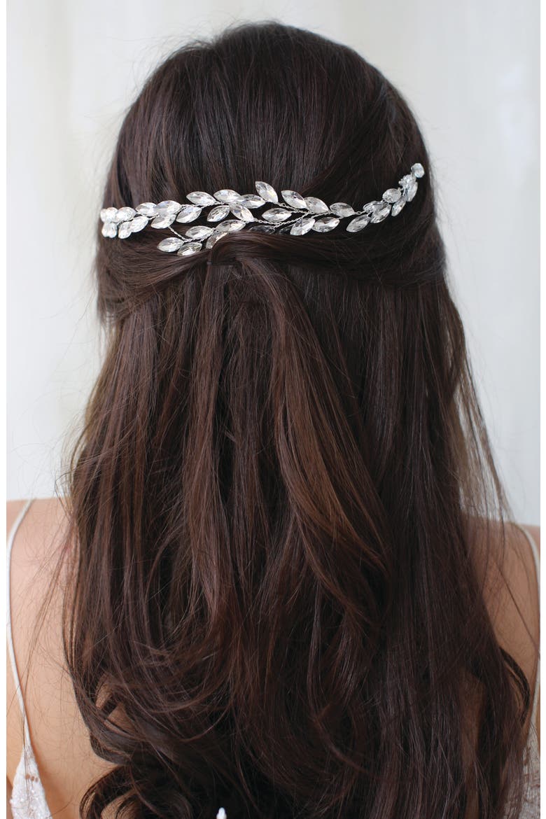 Adara Crystal Halo Comb, Alternate, color, SILVER