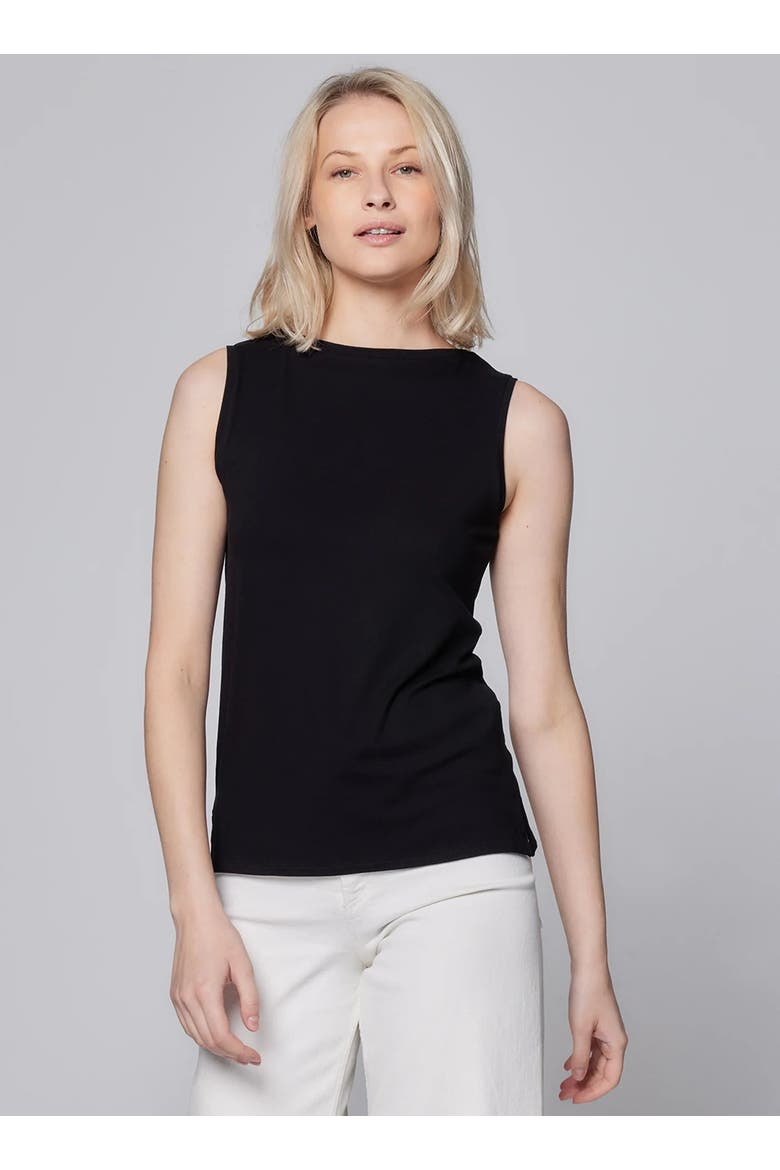 Soft Touch Semi Relaxed Boatneck Tank, Main, color, NOIR