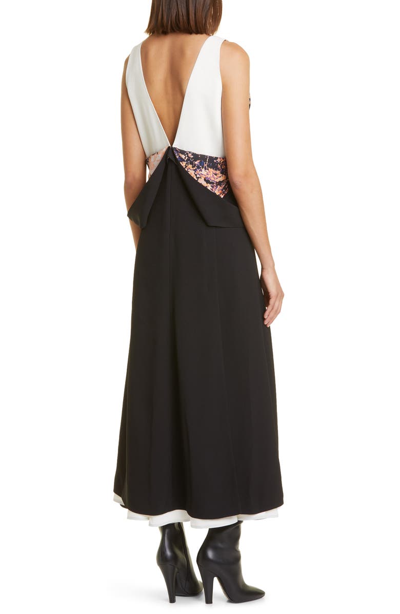 Proenza Schouler Floral Detail Double Bodice Crepe Dress, Alternate, color, 