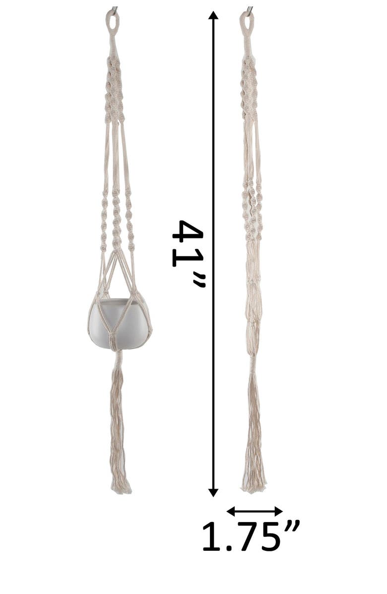 FLORA BUNDA 41" H Hanging Macramé Planter Hanger, Alternate, color, White