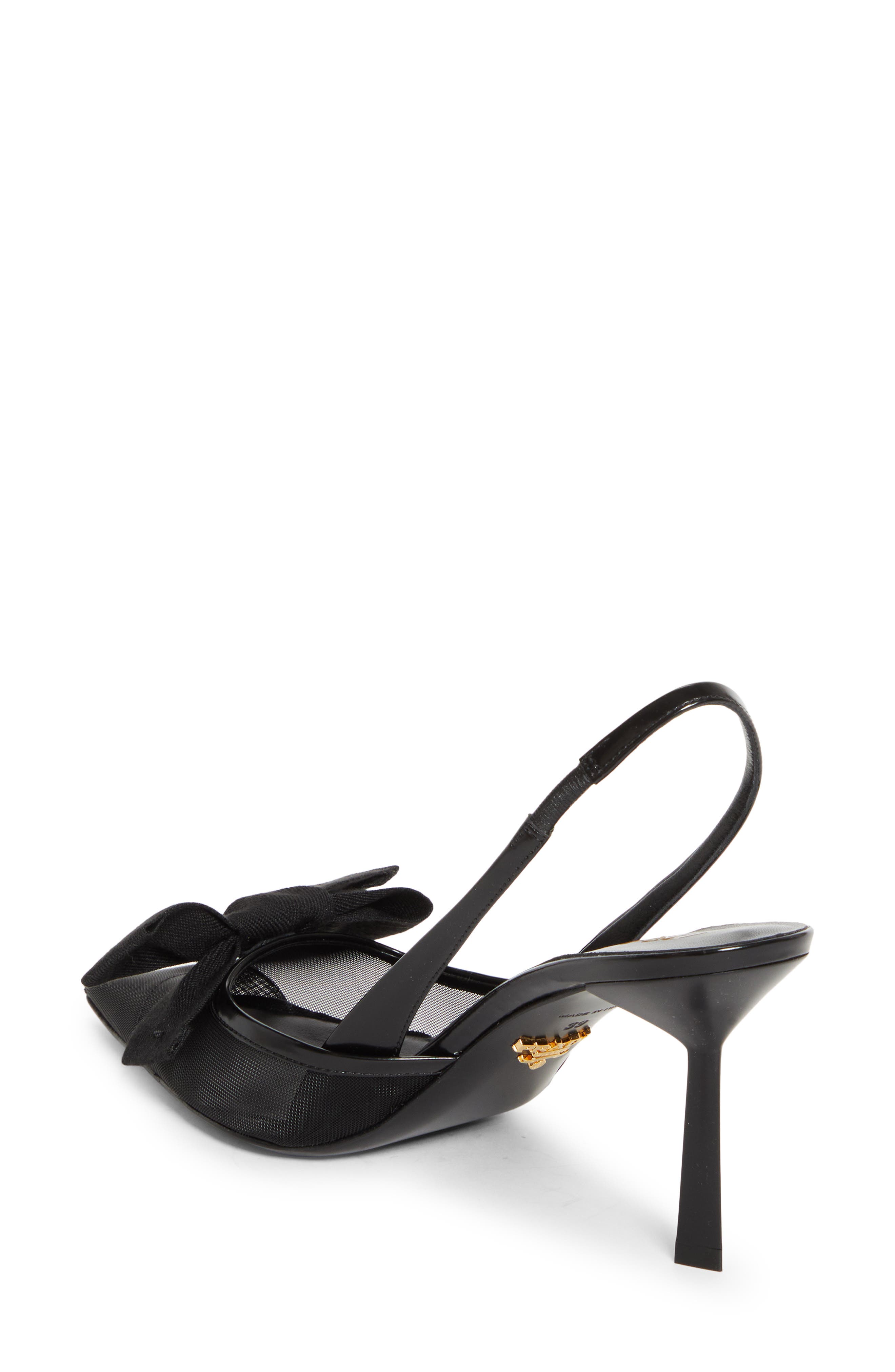 Prada Mesh Bow Slingback Pump, Alternate, color, Nero