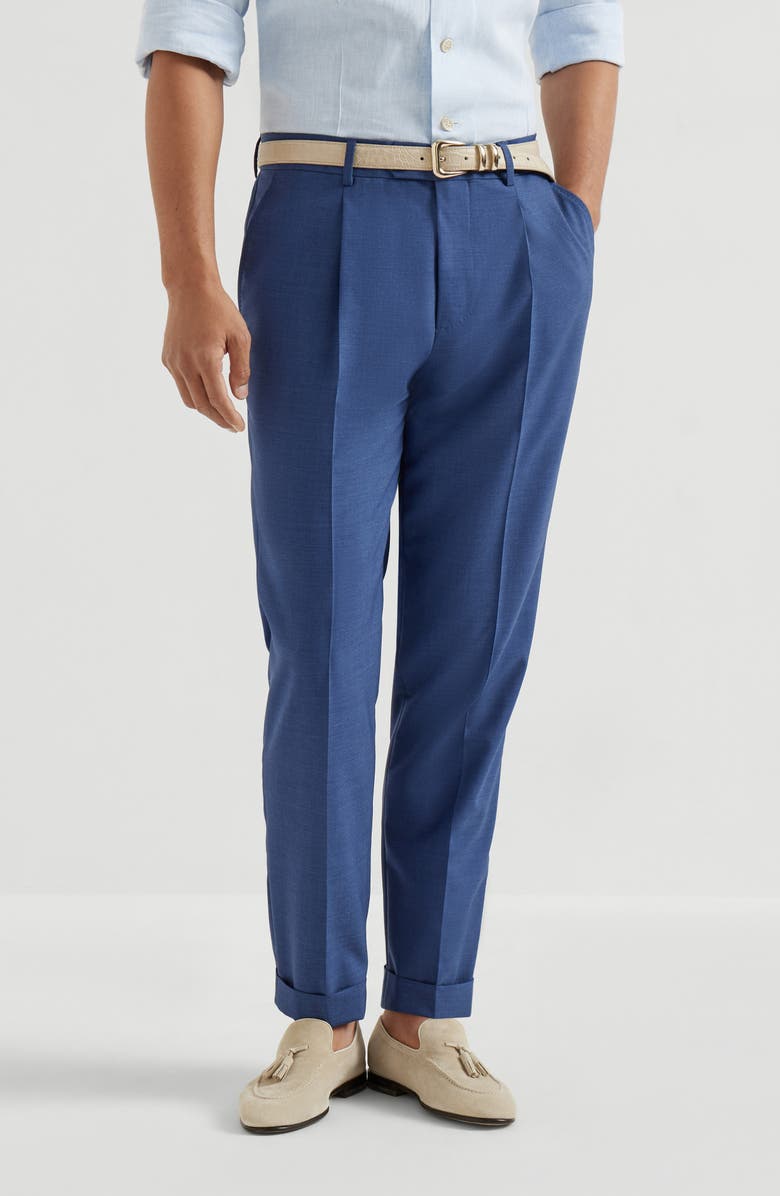 Brunello Cucinelli Trousers with pleats, Alternate, color, Royale Blue
