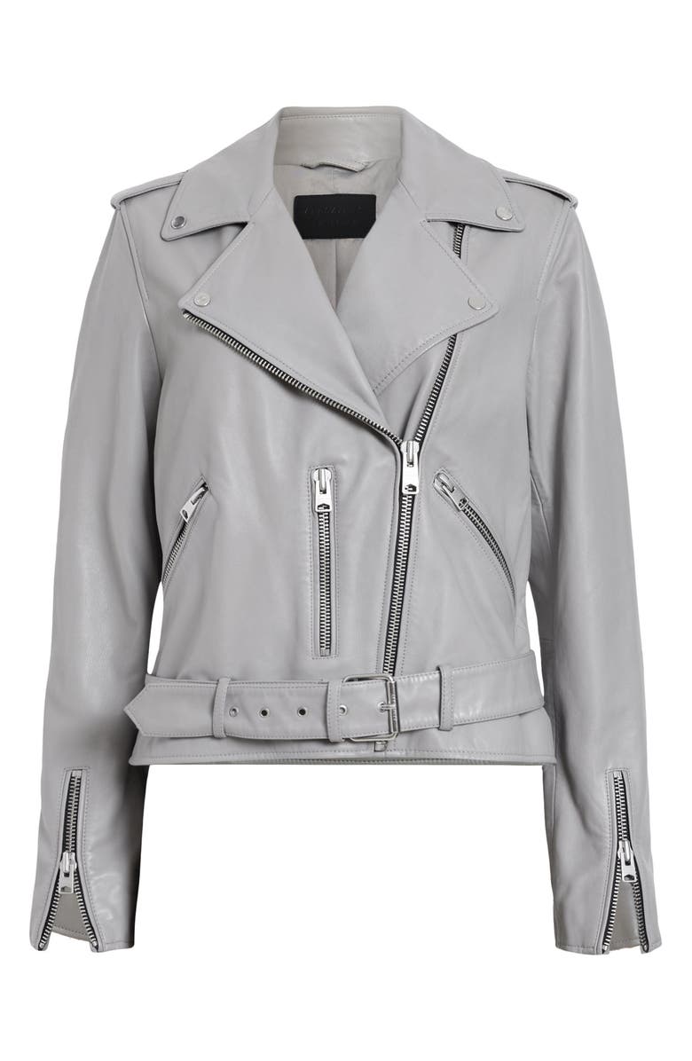 AllSaints Balfern Belted Leather Biker Jacket, Alternate, color,