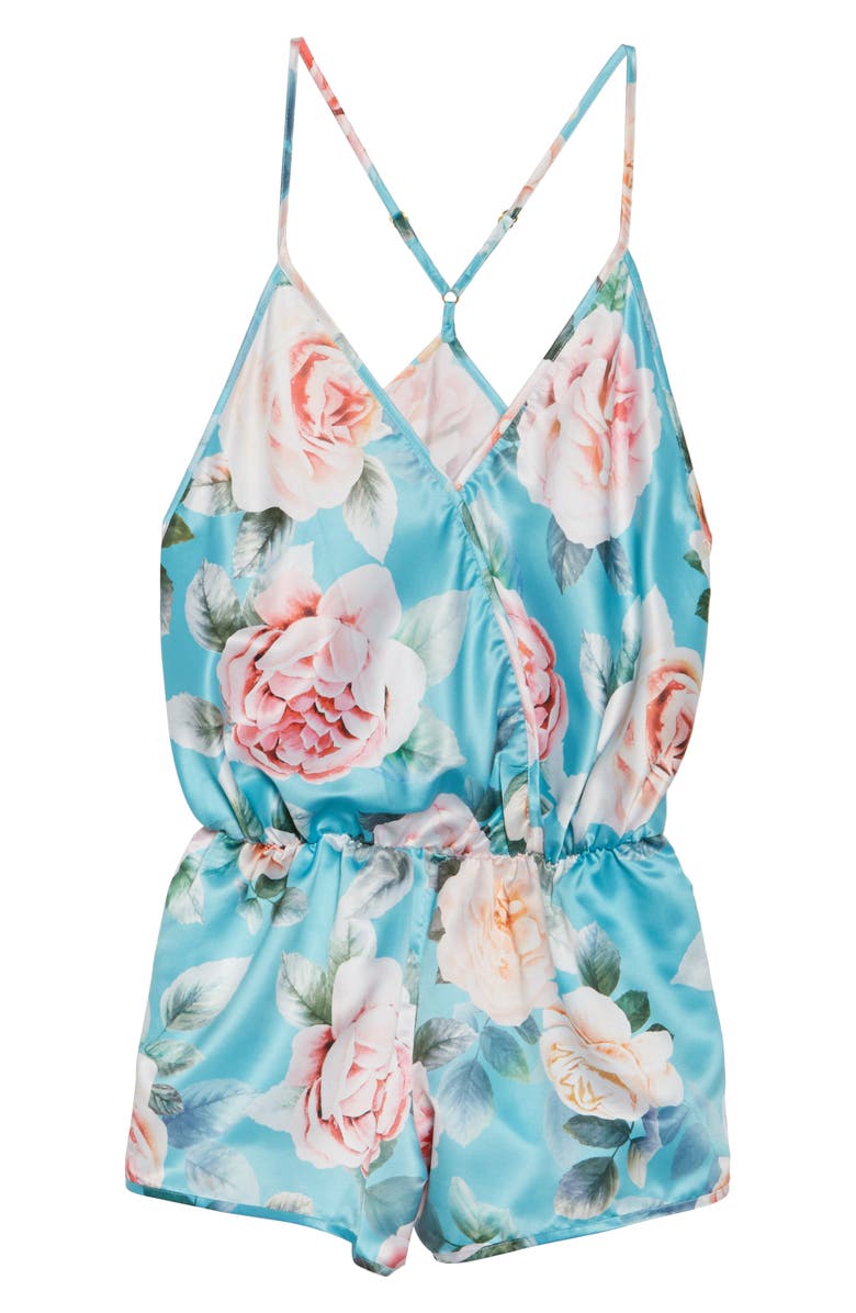 Flora Nikrooz Lilith Satin Romper, Alternate, color, 