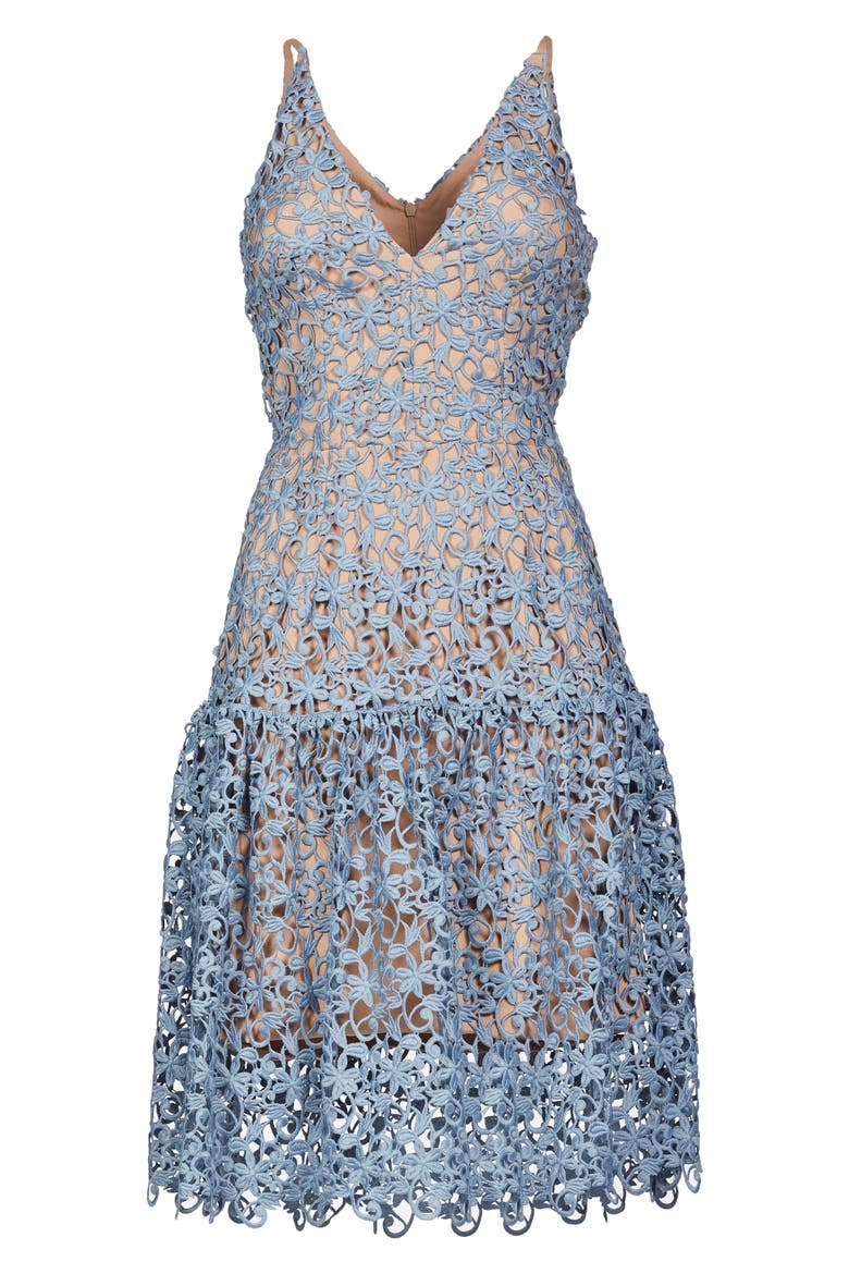 Lily Crochet Fit & Flare Dress, Alternate, color, MINERAL BLUE/ NUDE