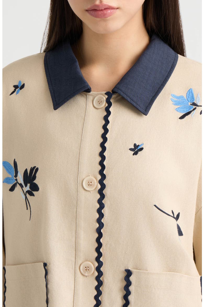 Floral Embroidered Jacket, Alternate, color, NATURAL
