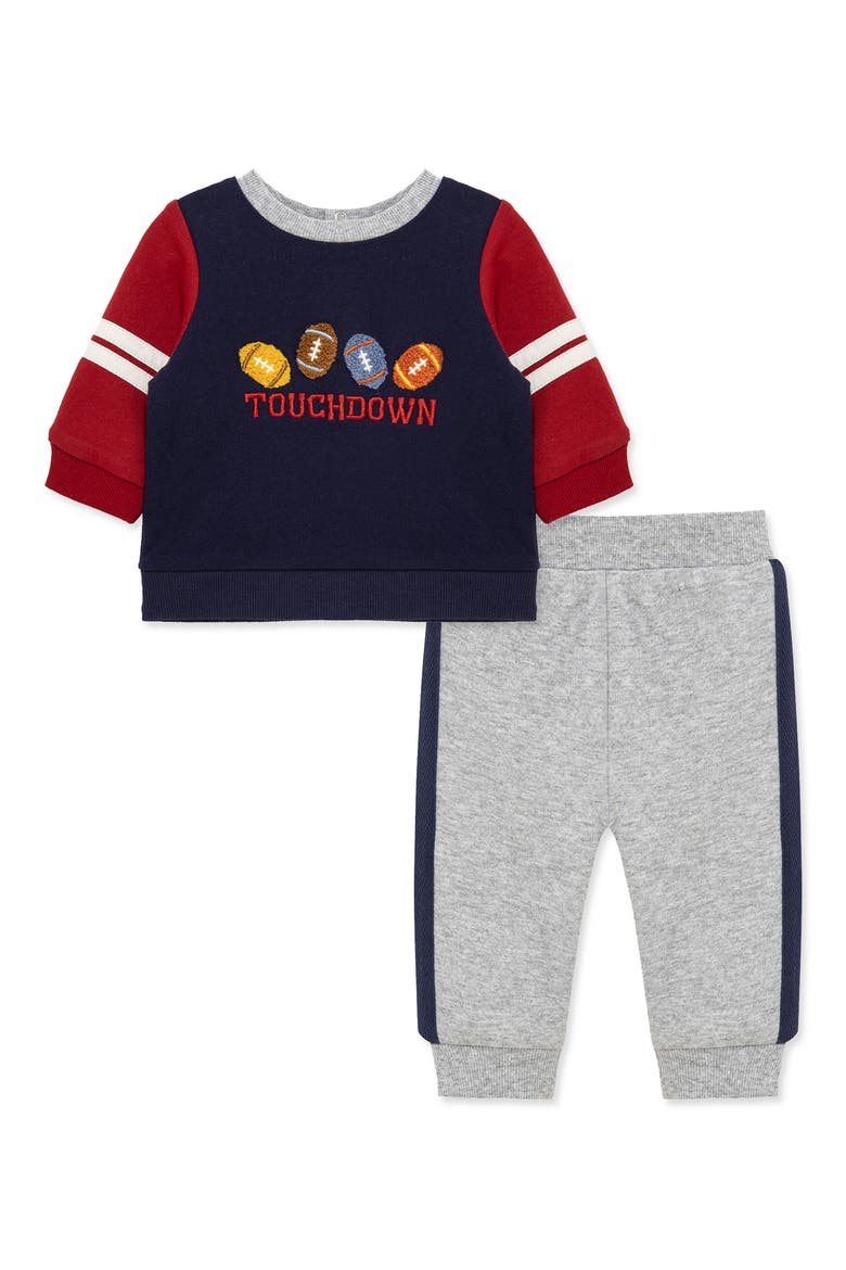 Touchdown Crewneck Sweatshirt & Joggers Set, Main, color, BLUE/ MULTI