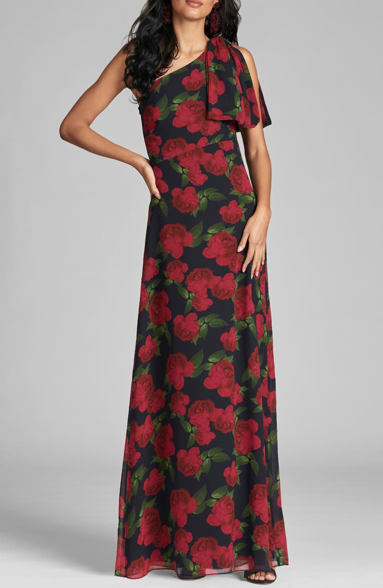 Sachin & Babi Chelsea Floral Print One-Shoulder Georgette Gown, Main, color, 